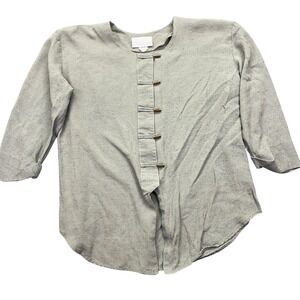 VTG Pride & Joy Tunic Top Button Up‎ 3/4 Sleeve Gray Blouse Size 16P